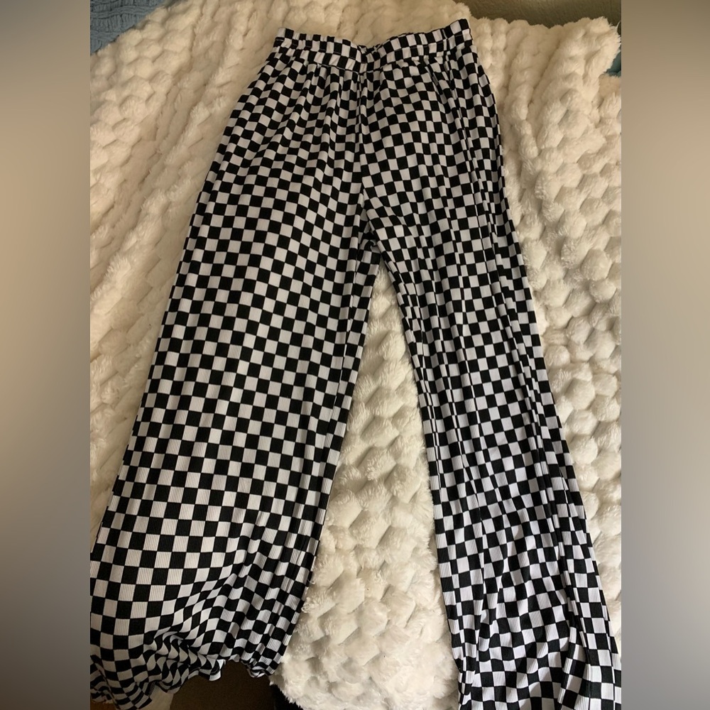 Women’s Checkered Black and White Pants